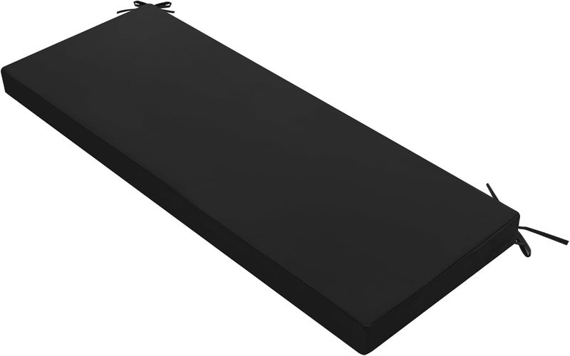 Summsun Outdoor Bench Cushion: Waterproof and Fade Resistant Patio Furniture Cushions - Non-Slip Bench Pad Cushion with Removable Cover for Garden Swing Porch Sofa Settee, 48 x 18 x 3 Inch, Black - Image 1